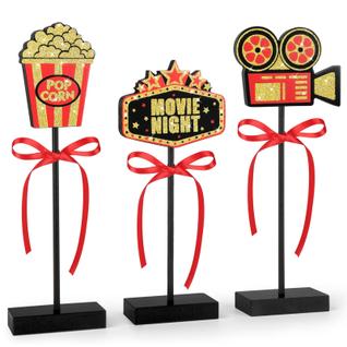 Decorações de mesa Sereliy Movie Night Popcorn Projector x3