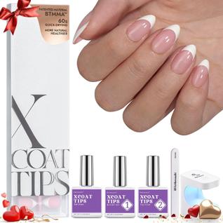 Dicas de Unhas BtartboxNails XCOATTIPS - Gel Francês Curto em Amêndoa