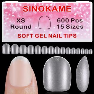 Dicas de unhas SINOKAME Extra Short Round No File Clear Gel x600