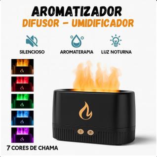 Difusor Aromatizador Flame Umidificador Ar Óleos Essenciais fácil de usar