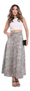 DOUTORAS MODAS Saia Midi brilhosa Tecido Lurex 1402