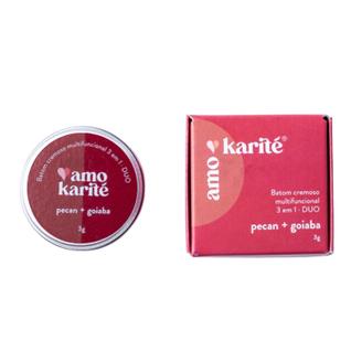 Duo Batom Natural Cremoso Multifuncional 3 em 1 Goiaba Pecan AmoKarité