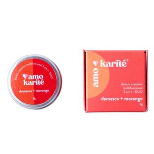 Duo Batom Natural Cremoso Multifuncional 3 em 1 Morango Damasco AmoKarité