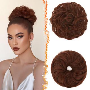 Elásticos para coque de cabelo BARSDAR, 2 peças, castanho-avermelhado, sintético