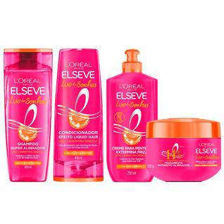 Elseve Liso dos Sonhos Kit - Shampoo + Condicionador + Máscara Capilar + Creme para Pentea