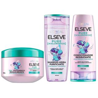 Elseve Pure Hialurônico Kit  Shampoo + Condicionador + Creme de Tratamento