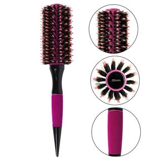 Escova Cabelo Térmica Redonda Cerdas Duplas 25mm Rosa Penteados Salão de Beleza Hair Cabel