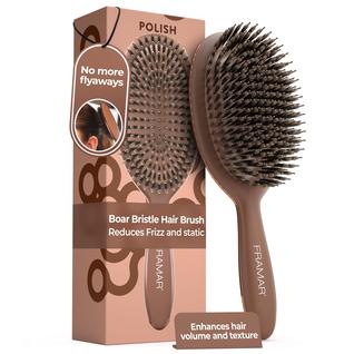 Escova de cabelo FRAMAR Soft Boar Bristle para mulheres, chocolate