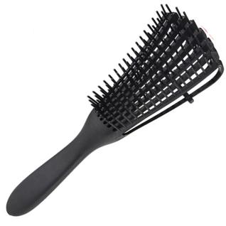 Escova De Pentear Cabelo Cacheado Pente Polvo Para Desembaraçar Os Fios - Preto