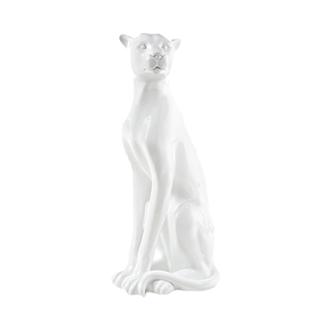 Escultura Obra De Arte Estátua Pantera Sentada Média, Luxo 60cm