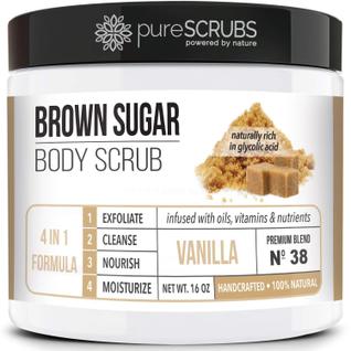 Esfoliante corporal PureScrubs Premium com açúcar mascavo de baunilha 480 ml