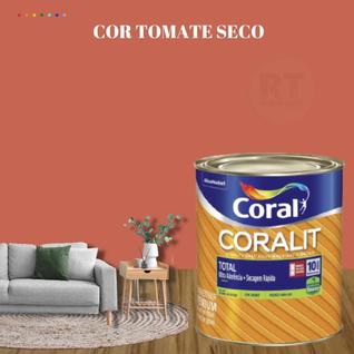Esmalte Sintético Base Água Coral Coralit 800ml Tinta Cor Vermelho Acetinado p/Madeiras e 