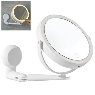 Espelho Giratorio 360 Graus LED 3 Tons 5x Aumento Touch Ajustavel USB Bateria Recarregavel