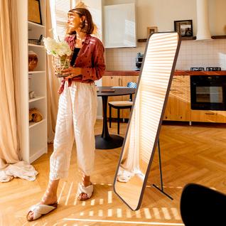 Espelho Grande Corpo Retangular 150x50cm C/ Suporte De Chão