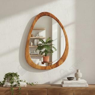 Espelho Grande Oval Moldura em Madeira 80X60cm Decorativo Sofisticado com Pendurador