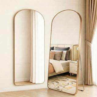 Espelho Oval Grande com Base Reta 170x70 Suporte de Chão Corpo Inteiro Moldura de metal