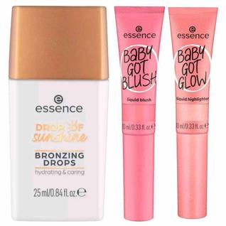 Essence Kit - Bronzer Líquido Dourado + Blush Líquido Dusty Rose + Iluminador Líquido Rose