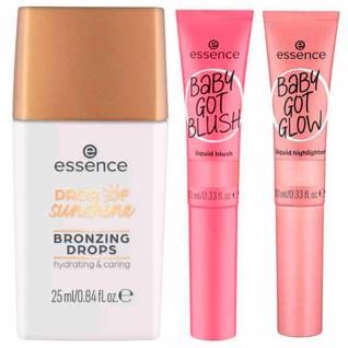 Essence Kit - Bronzer Líquido Dourado + Blush Líquido Pinkalicious + Iluminador Líquido Ro