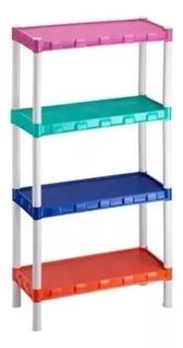 Estante Plástica Modular Preta Com 4 Prateleiras Colorida