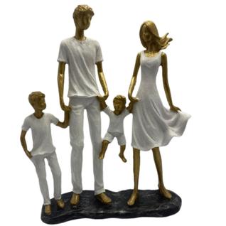 Estatueta Família Com Dois Filhos Meninos Decoração