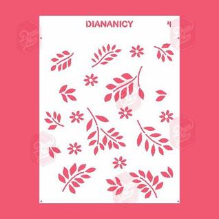 Estêncil Diananicy Nº 04 - Stencil para Decoração de Bolos e Doces com Folhas Floral