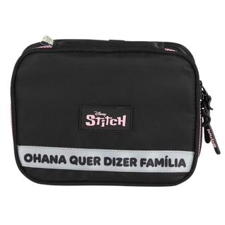 Estojo Box Stitch Disney Preto Juvenil Estilo Escolar Compacto
