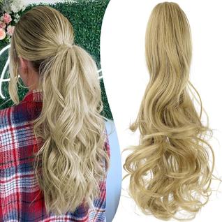 Extensão de rabo de cavalo Mitrygreen Claw Clip 18", loiro acinzentado