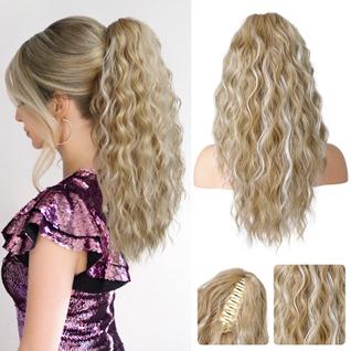 Extensão de rabo de cavalo REECHO HP002 45 cm loiro acinzentado com mechas