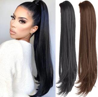 Extensão Rabo de Cavalo Em Fita Liso 65cm Preto