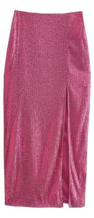 F0514-Saia Feminina Barbie Fenda Brilho Festa Paetê Luxo Jl1394
