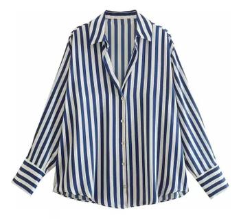 F0517-Camisa Blusa Social Feminina Elegante Listras Palestra 18o06