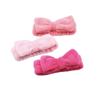 Faixa de Pelúcia Laço Para Skincare/Maquiagem Beleza Express - rosa médio