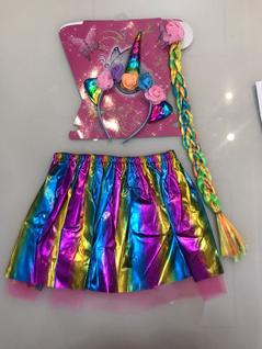 Fantasia Carnaval Halloween Unicórnio Com Tiara e Trança - Tamanho Único Indicado Para Cri