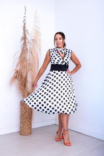Fantasia Vestido Bolinha Anos 60 Adulto Feminina Pinup Retro Festa Hippie Rock and Roll Wo