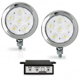 Farol de Milha Strobo Estrobo Safetycar Redondo Super Branco Corpo Cromado Par
