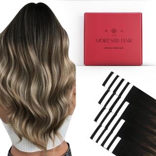 Fita adesiva em extensões de cabelo Moresoo para cabelos curtos 30 cm 20 unidades