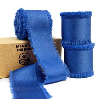 Fita de cetim de seda Mlurcu Royal Blue 3 rolos 3,2 cm x 19 m