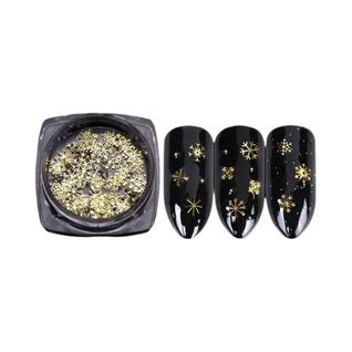 Flocos De Neve Dourados Holográficos De Inverno Para Unhas, Lantejoulas Metálicas, Adesivo