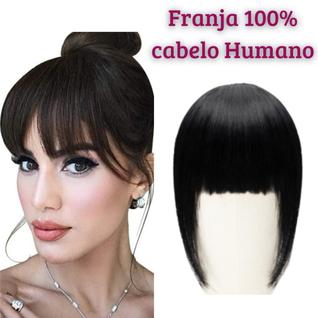 Franja Aplique Tic Tac Cabelo Humano Natural - Preto