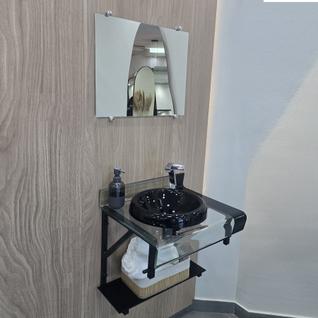 Gabinete De Vidro Lavabo Banheiro Curva Dupla 40x40cm  50x40 cm  60x40cm PPQ Cores