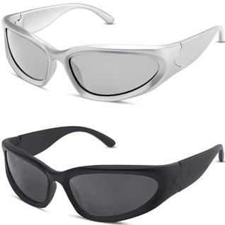 Gafas de sol milramtob Y2K envolventes plateadas con protección UV400