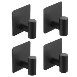 Ganchos de toalha adesivos Rise age Matte Black 4 peças à prova d'água