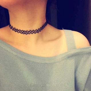 Gargantilha Tattoo Preta Colar Choker Feminino Elástico Ajustável Estilo E-girl Gamer Girl