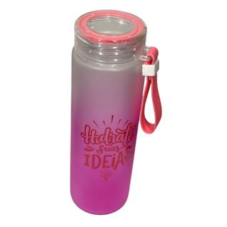 Garrafa de Água Hidrate suas Ideias em Vidro Fosco 420ml