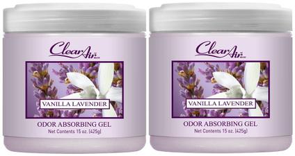 Gel absorvedor de odor Clear Air 450 ml, aroma de lavanda e baunilha x2