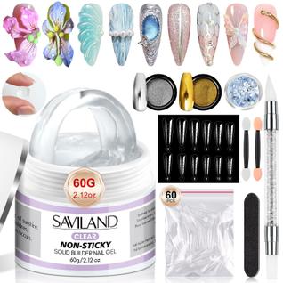 Gel de Unhas Saviland Builder Sólido 60g - Kit com Acessórios para Arte de Unhas