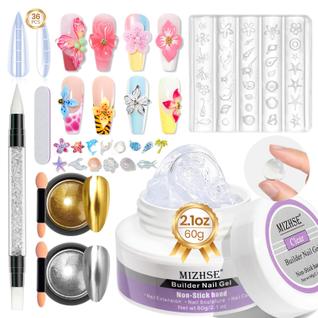 Gel Solid Builder MIZHSE Clear 60 ml com kit de moldagem para unhas 60 g