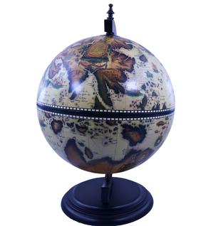 Globo Terrestre Antigo (Réplica c. 1700) Baú de Xadrez Decorativo  50cm
