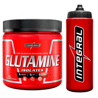 Glutamina Pura 300g + Squeeze 800Ml Vermelha Integralmedica