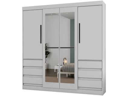 Guarda-roupa Casal com Espelho 4 Portas 6 Gavetas Araplac Atraente Sofia